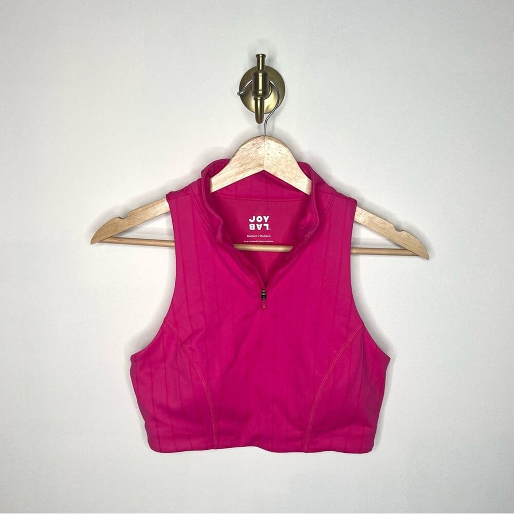 Joy Lab Pink High Neck Zip Bra
